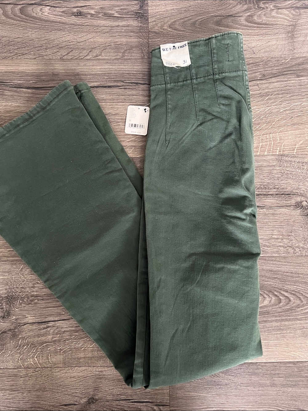 We The Free Olive Green Women’s Jeans - High-Rise Wide Leg